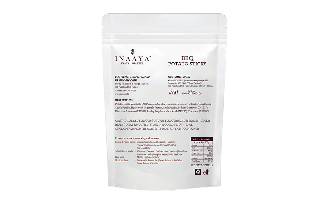 Inaaya BBQ Potato Sticks    Pack  160 grams